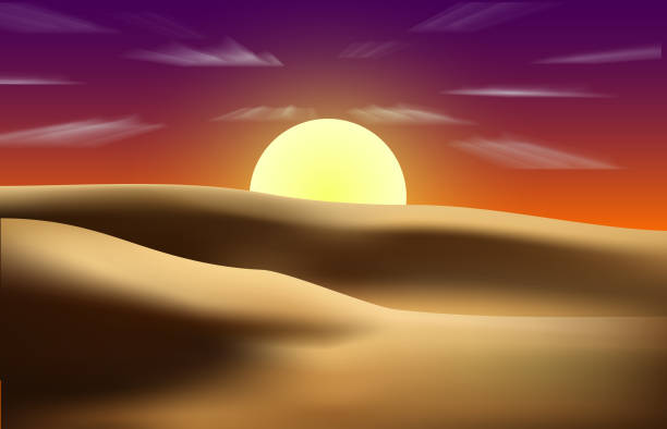 istock sunny desert landscape, where the sands shine under the sun and clouds in the sky 2159803901