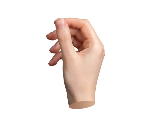 istock Hand gesture, sign Pinch, holding thin smth isolated on white background 2159808289