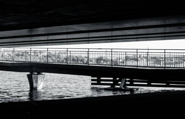istock View of a footbridge in black and white 2159819154