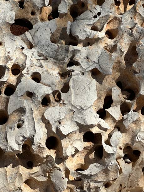 Stone with characteristic holes in Puglia, Italy