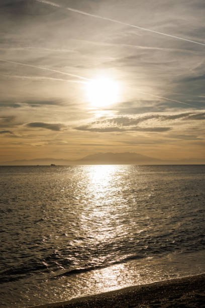 Tranquil scene of sunset above the sea without people