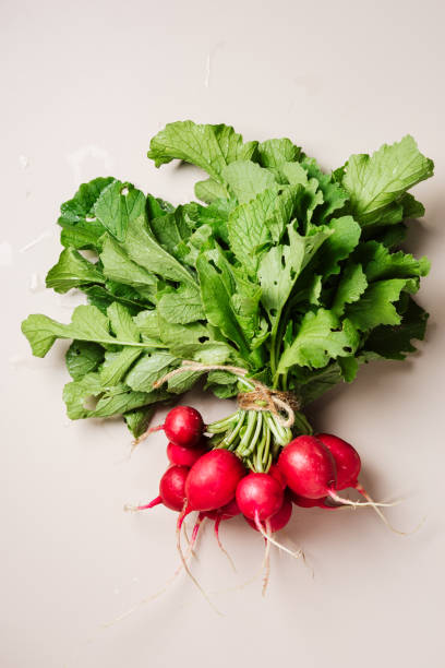 istock Bunch of red radish with leaves. 2159836141