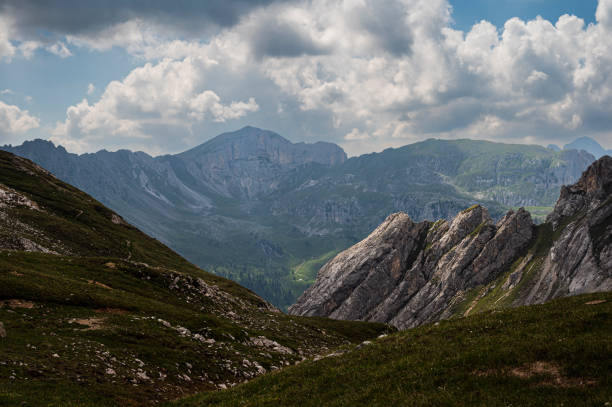 istock mountain landscape inside the Dolomites mountain range, Val di Fassa 2159848218