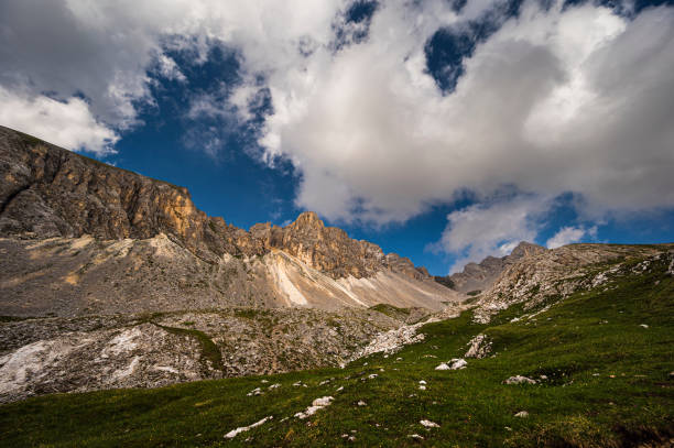 istock mountain landscape inside the Dolomites mountain range, Val di Fassa 2159848956