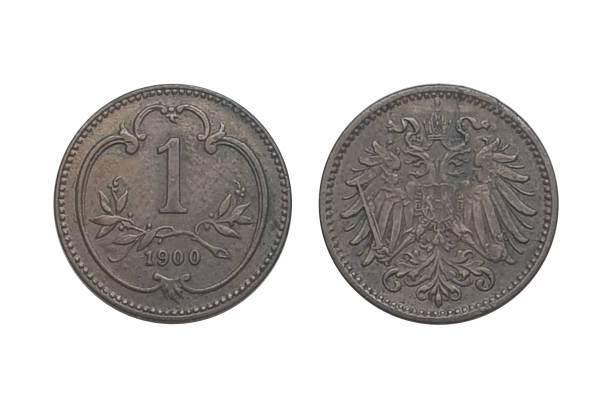 istock 1 Heller 1900 on white background. Coin of Austrian Empire 2159856814