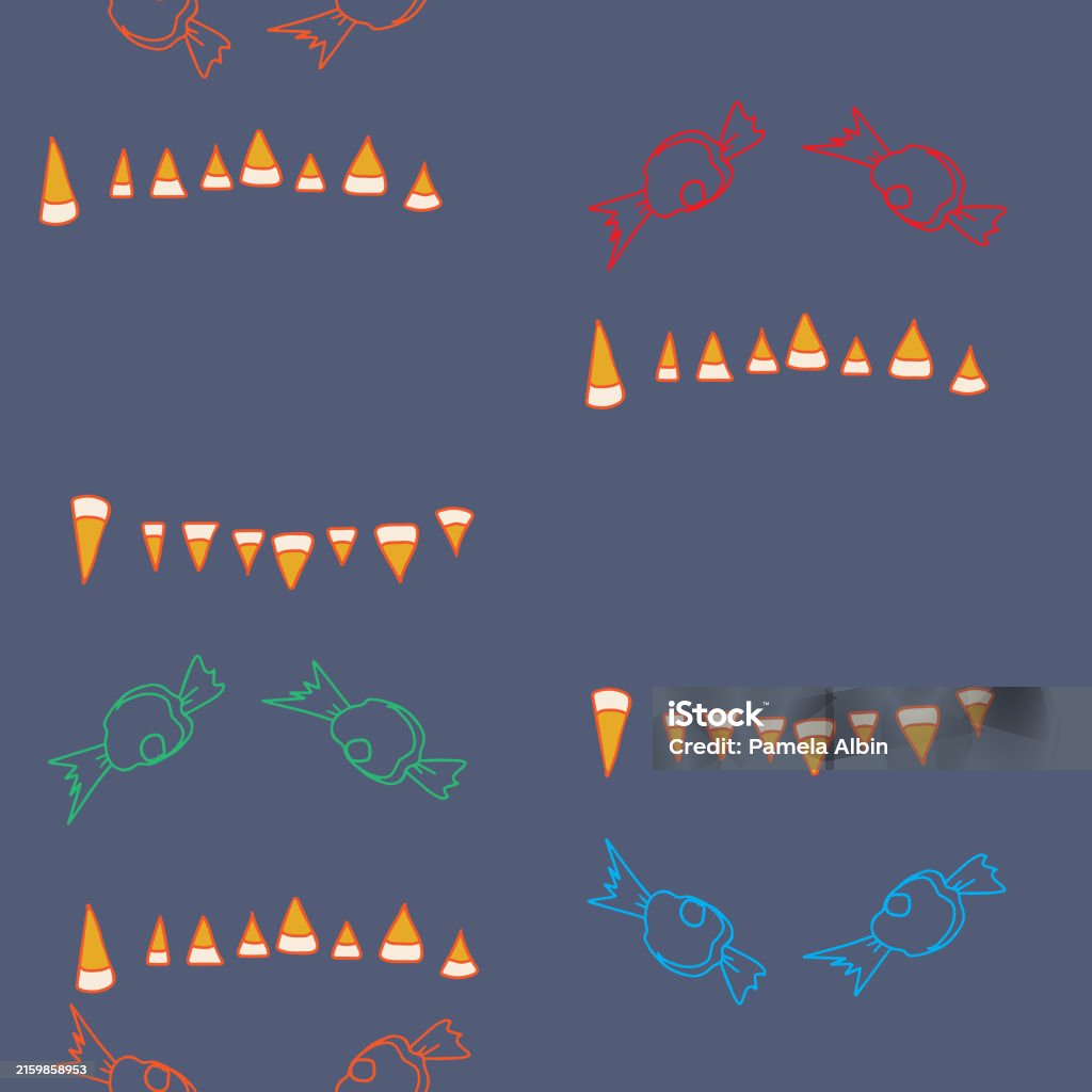 Expression Shape Candy Candy Corn And Taffy Make A Scary Face Seamless Repeat Pattern Stock ...