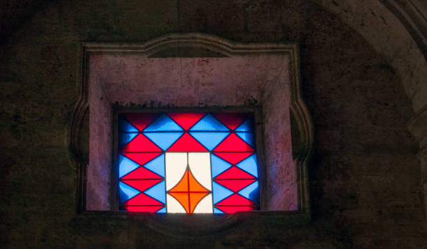 istock Stained Glass Window Interior San Cristobal Cathedral 2159859359