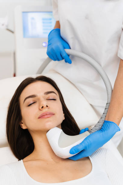 istock Needle-free rf-lifting process. Face-lifting with help of special cosmetology device. 2159866794