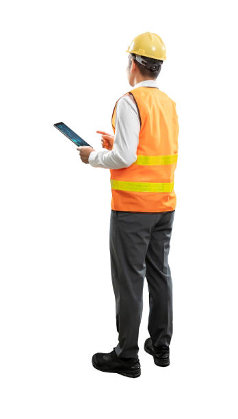 istock Asian engineer or technician with tablet full length isolated 2159868260