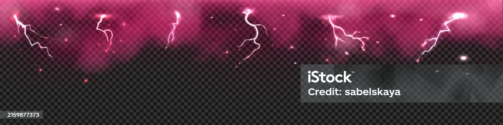 Pink Thunder Pattern Pink Thunder Storm Effect With Lightnings Vector Border Design Strikes ...
