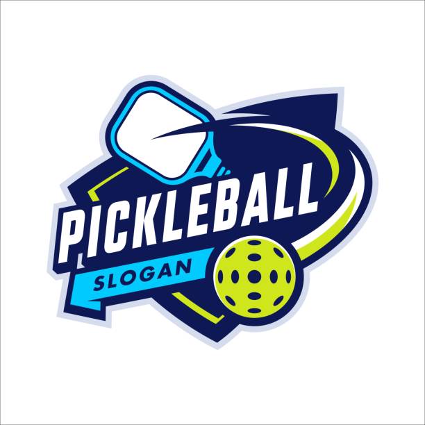 illustrations, cliparts, dessins animés et icônes de modèle de conception de logo de boule de cornichon - pickleball
