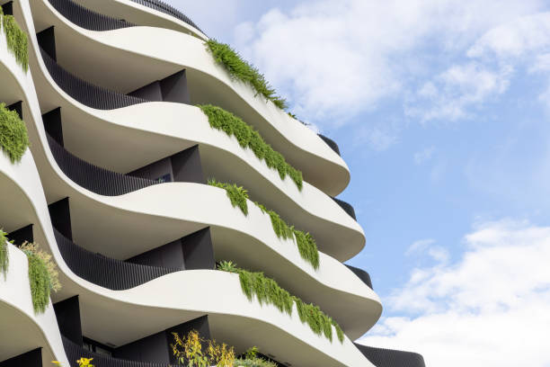 istock Closeup new, modern apartment building, background with copy space 2159881007