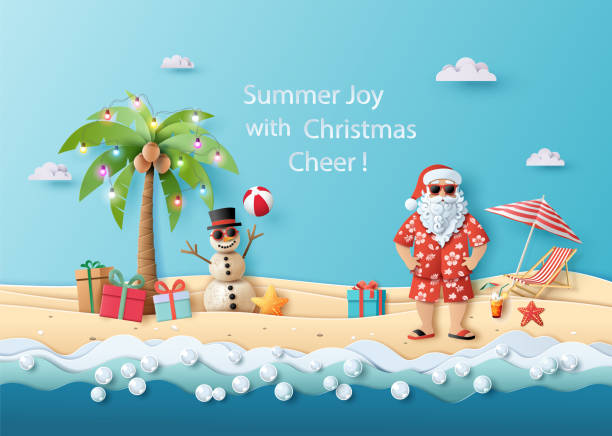 1,400+ Santa On The Beach Stock Illustrations, Royalty-Free Vector