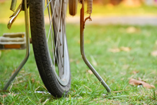 istock The bent rear wheel of the bicycle 2159889783