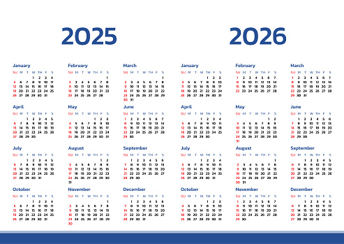 Monthly Calendar Template For 2025 And 2026 Year Desk Calendar 2025 And ...