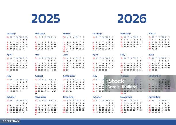 Monthly Calendar Template For 2025 And 2026 Year Desk Calendar 2025 And ...