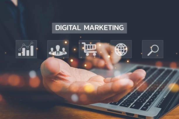 istock Digital Marketing Media Technology Graphic Concept, Businessman using mobile smart phone. application technology and digital marketing, Financial and banking, Digital link tech, big data. 2159893086