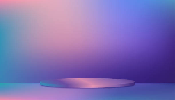 istock Studio background,Room with 3d Podium pedestal display on Lilac ombre,Greenish blue color wall.Banner template futuristic neon for future cyberspace product 2159893354