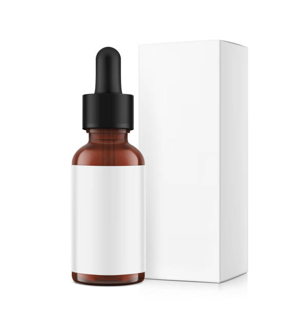 istock Realistic paperboard packaging box mockup with dropper bottle mockup isolated on white background. 2159901000