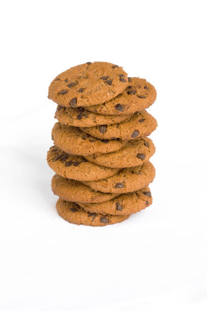 Crispy cookies homemade pastry round shape close-up isolated on white background
