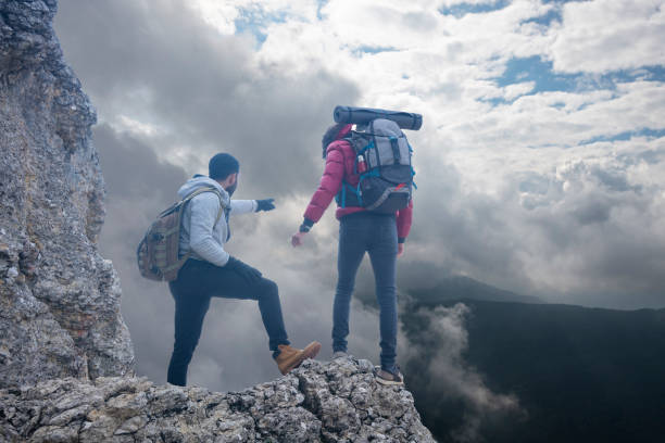 istock Hiking friends in mountain. 2159904070
