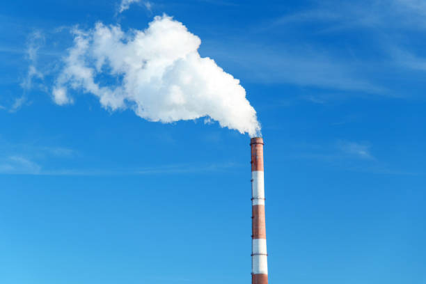CO2 emissions from a chimney of a fossil fuel power station.
