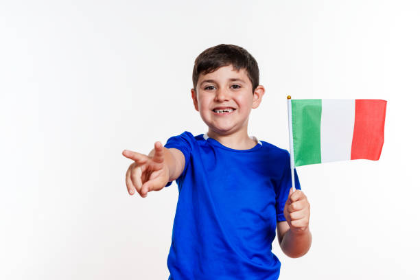 istock Boy Showing V-Sign with Italian Flag 2159904827