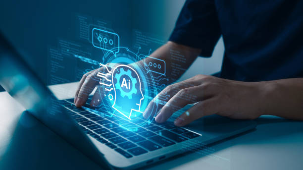 istock Businessman using laptop connection to Chatbot with AI (Artificial Intelligence) technology enter command prompt for generates to solve problems. 2159908033