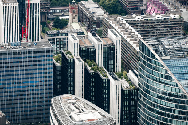 Modern financial district in London, UK