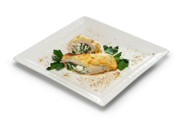 istock Layout for menu. Chicken breast stuffed with cheese 2159917092