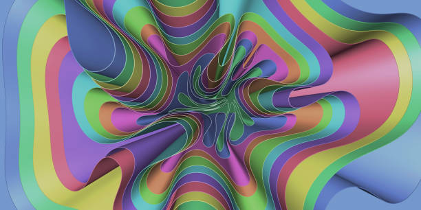 Abstract background wavy colorful fabric. Wavy color lines. 3D rendering illustration.