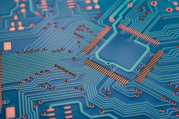 istock blue printed circuit. layout of tracks. 2159920978