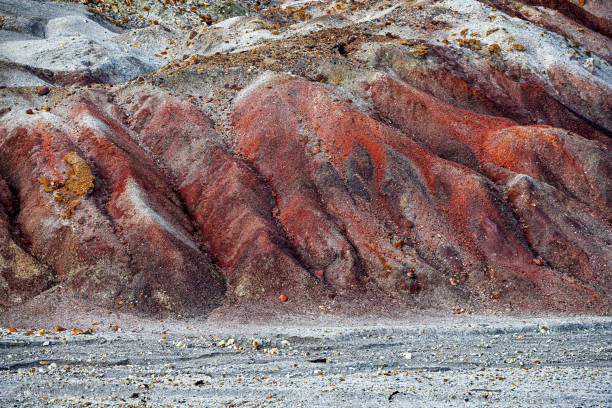 istock Earthy Red and Brown Striated Mineral Layers 2159921102