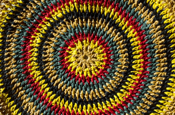 istock Raffia crochet texture. Crocheted bags, clutches, hats, wallets. 2159925729