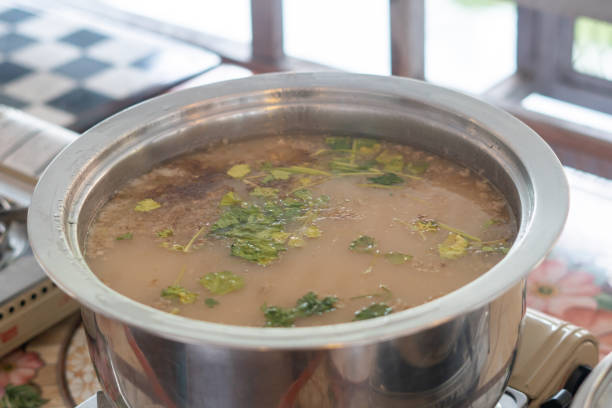 Thai styled bowl of congee served for breakfast