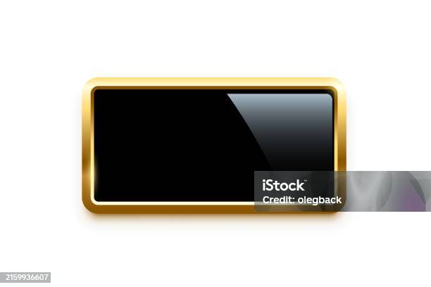 Ilustración de Botón Rectangular Negro Con Ilustración Vectorial De ...