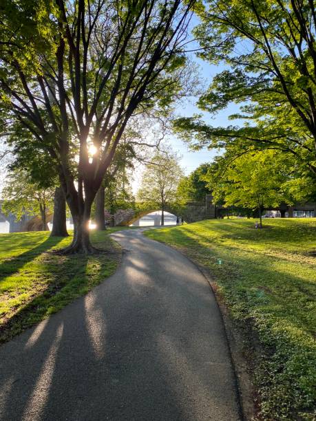 istock Glistening Sun on an Evening Riverfront Park 2159939609