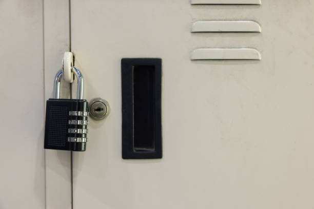 High quality stock photos of a California public high school locker courtyard.