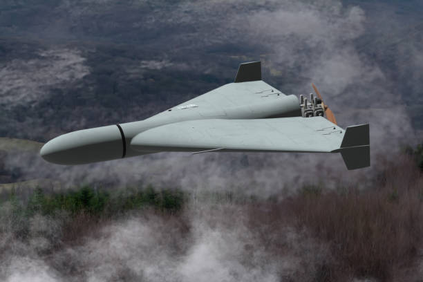 istock Russian military combat drone Shaheed flies over a forest, smoke from military action 2159942773