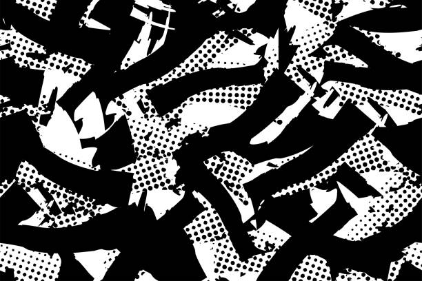 istock Black and white retro grunge halftone with cut or torn paper seamless paper 2159945483