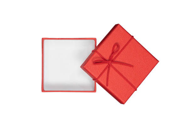 istock Open red gift box with bow tie isolated on white background with clipping path. 2159946668