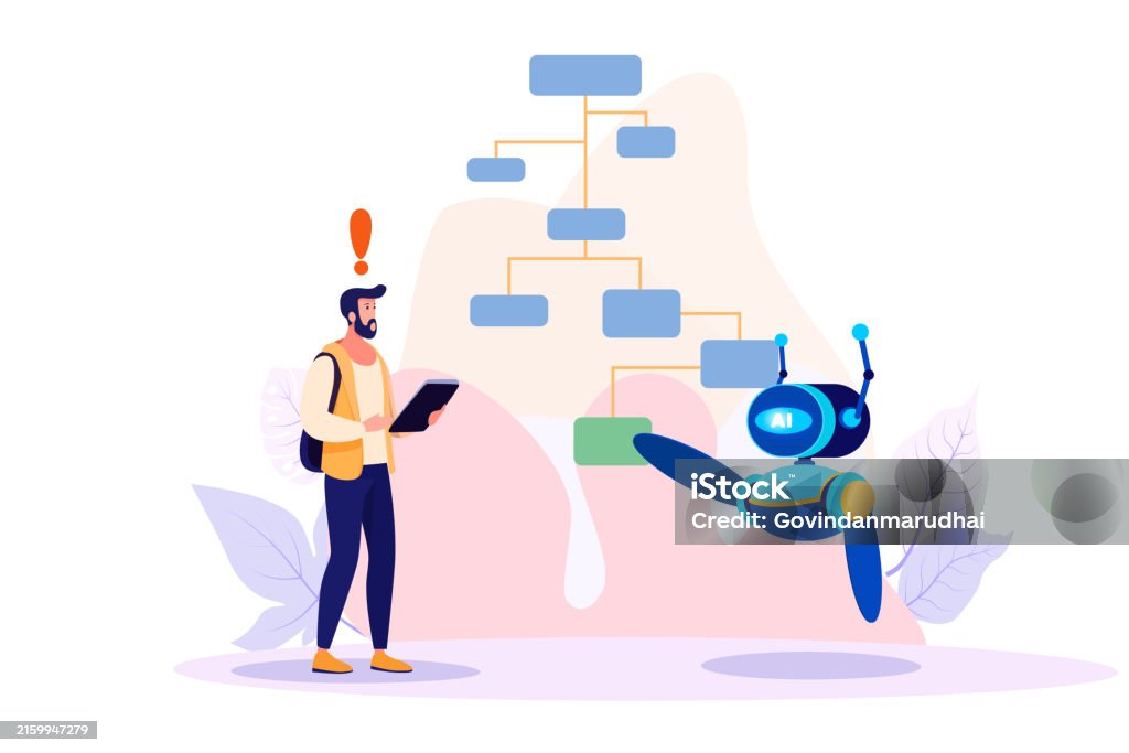 Workflow Using Robots Business Process Ai Robot Or Chat Bot Helping Businessman Write ...