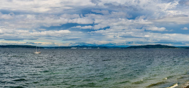 A panorama shot of the Puget Sound from West Seattle, Washington