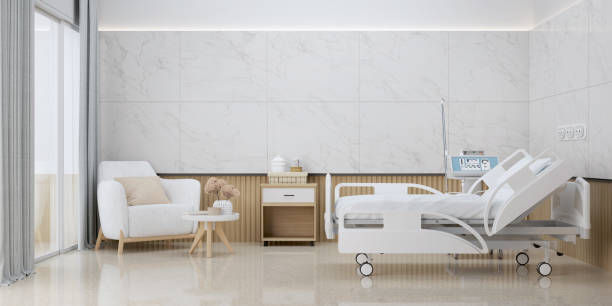 istock Hospital room with bed and armchair.3d rendering 2159950430