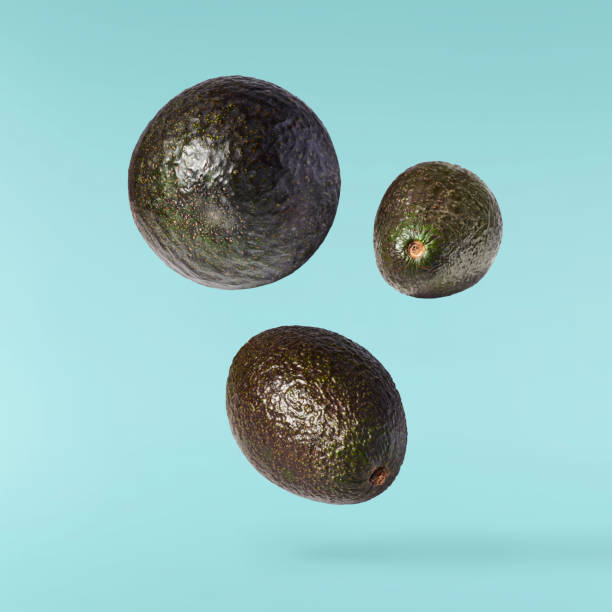 istock Fresh ripe avocado falling in the air isolated 2159952842