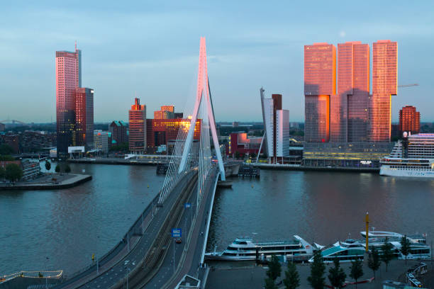 istock Panoramic view of the Erasmus bridge in Rotterdam, Netherlands 2159953844