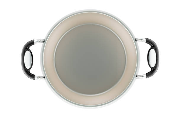 istock Empty steel stock pot, top view. 3D rendering 2159958756