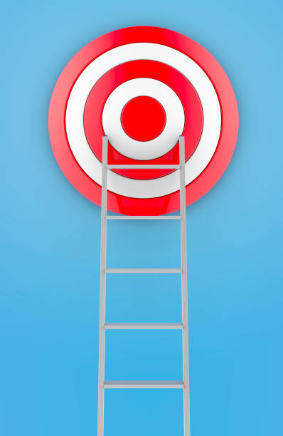 istock Progress and success, concept. Target and stairs. 3D rendering 2159958794