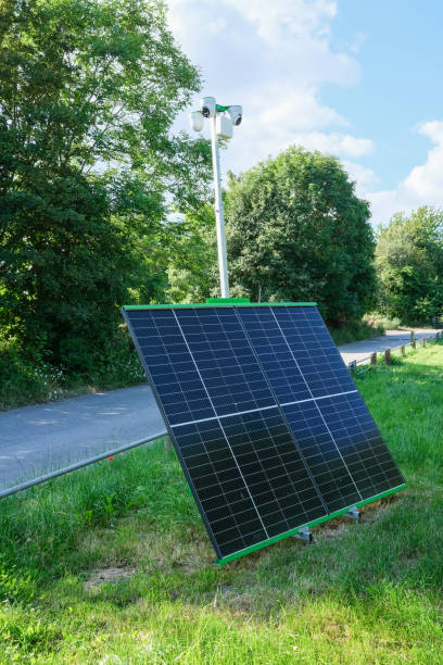 istock Solar-powered security cameras at England park 2159958948