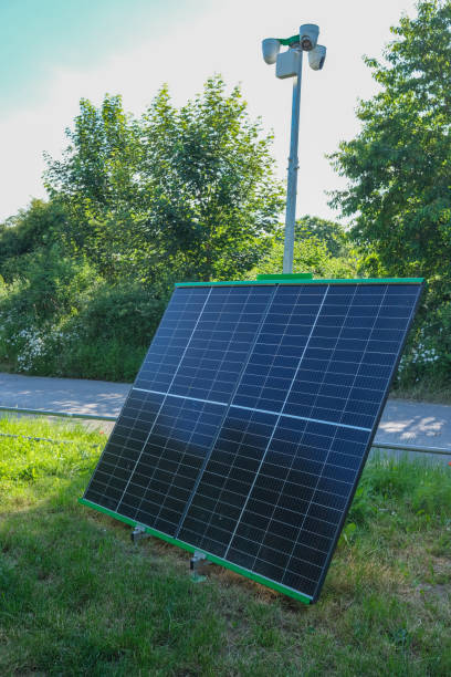 istock Solar-powered security cameras at a rural location 2159958949
